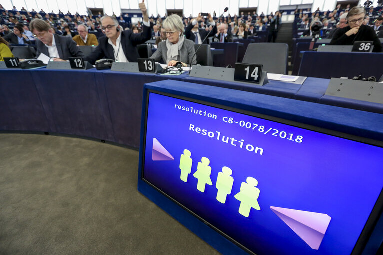 Fotografija 4: Plenary session - Week 06 2018 in Strasbourg - Panel vote - Situation in Venezuela