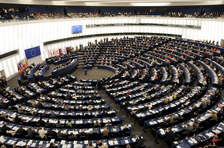 Foto 7: Formal sitting during the visit of  the President of France to the EP.