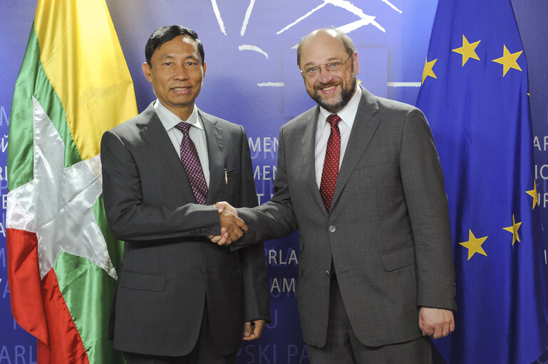 Martin SCHULZ - EP President meets with U Shwe Mann, Speaker of the Myanmar Parliament