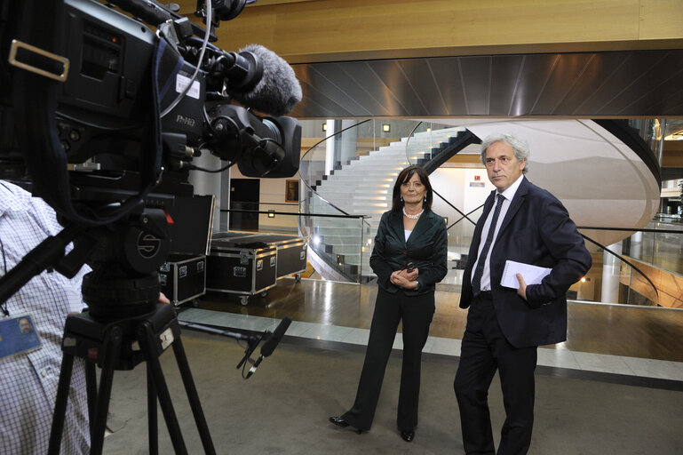 MEP Patrizia TOIA during an interview with the RAI television in Strasbourg