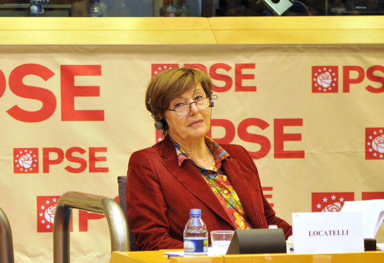 MEP Pia Elda LOCATELLI attends a meeting of the PSE in Brussels