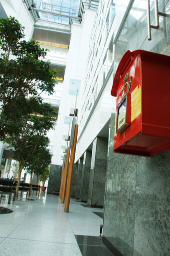 Mail box and post office at the EP in Brussels.