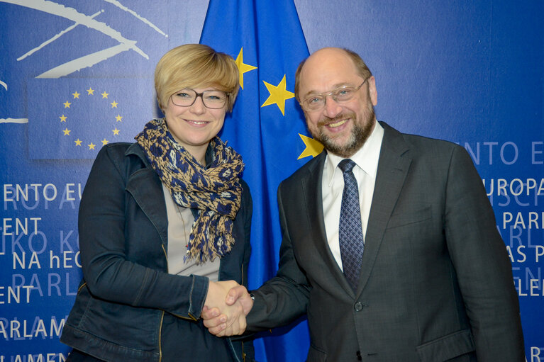 Martin SCHULZ - EP President meets with Linnea RIENSBERG