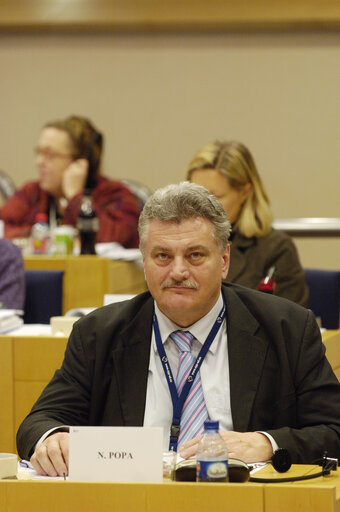 Nicolae Vlad POPA MEP in a meeting at the EP in Brussels.