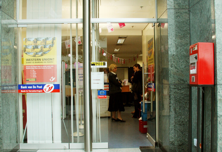 Mail box and post office at the EP in Brussels.