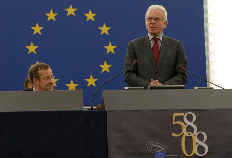 Fotografie 8: Formal sitting of the EP in Strasbourg during the visit of the President of the Republic of Estonia.