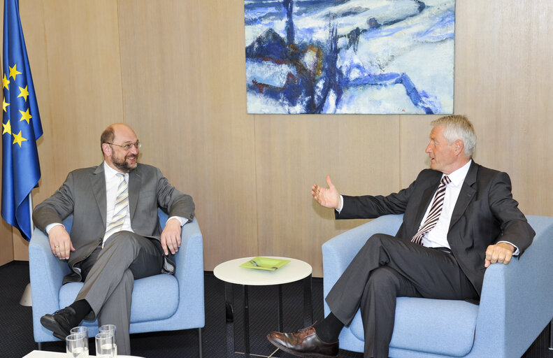 Foto 3: Martin SCHULZ - EP President meets with Thorbjorn JAGLAND - Secretary General of the Council of Europe