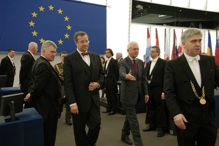 Fotografie 10: Formal sitting of the EP in Strasbourg during the visit of the President of the Republic of Estonia.