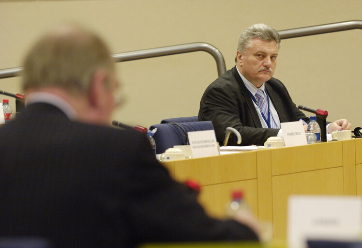 Nicolae Vlad POPA MEP in a meeting at the EP in Brussels.