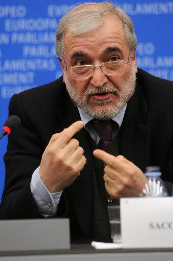 MEP Guido SACCONI attends a news conference in Strasbourg