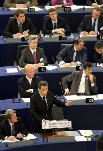 Formal sitting during the visit of  the President of France to the EP.