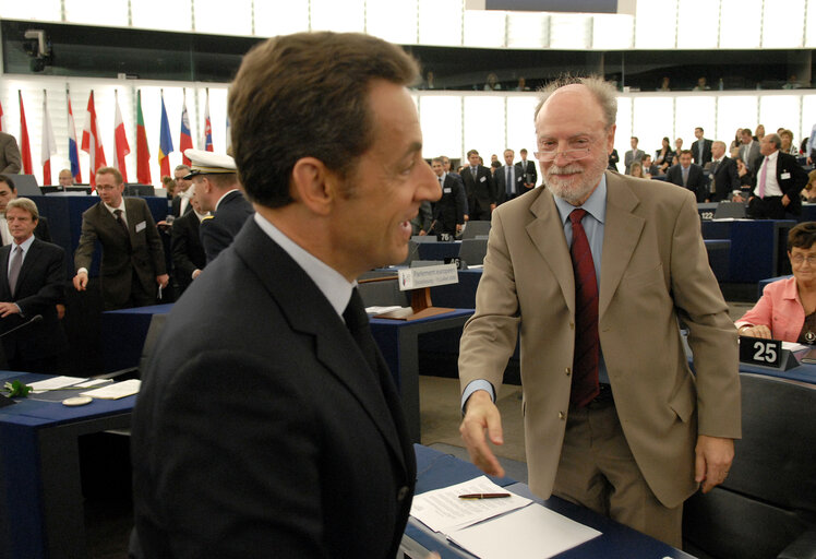 Formal sitting during the visit of  the President of France to the EP.