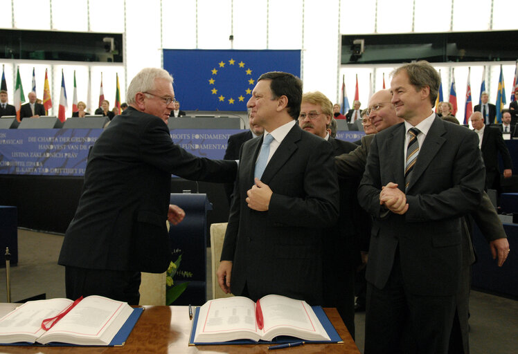 Fotagrafa 10: Plenary session in Strasbourg - Proclamation and signing of the Charter of Fundamental Rights by EP President, President-in-office of the Council and Commission President