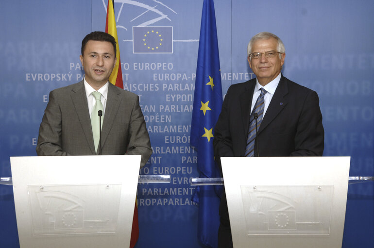 EP President gives a press conference with Prime Minister of FYROM, Former Yugoslavian Republic of Macedonia, in Brussels