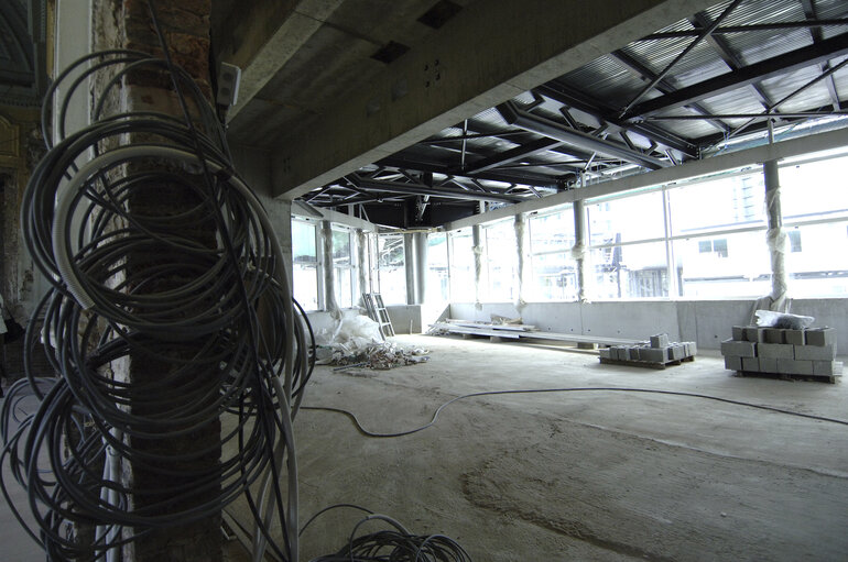 Ongoing construction works at the EP building in Brussels.