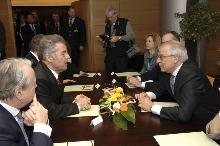 Fotó 7: Visit of the President of Austria to the EP in Strasbourg. Meeting with the EP President.