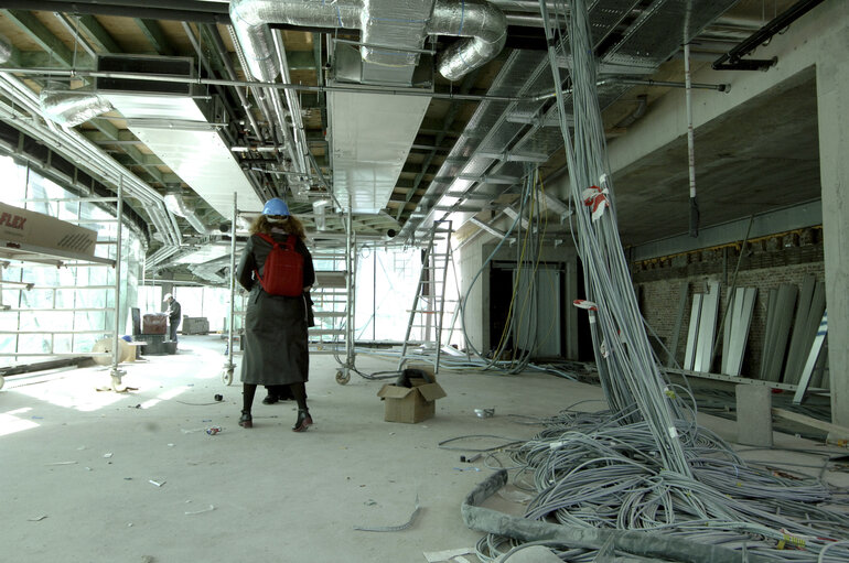 Ongoing construction works at the EP building in Brussels.