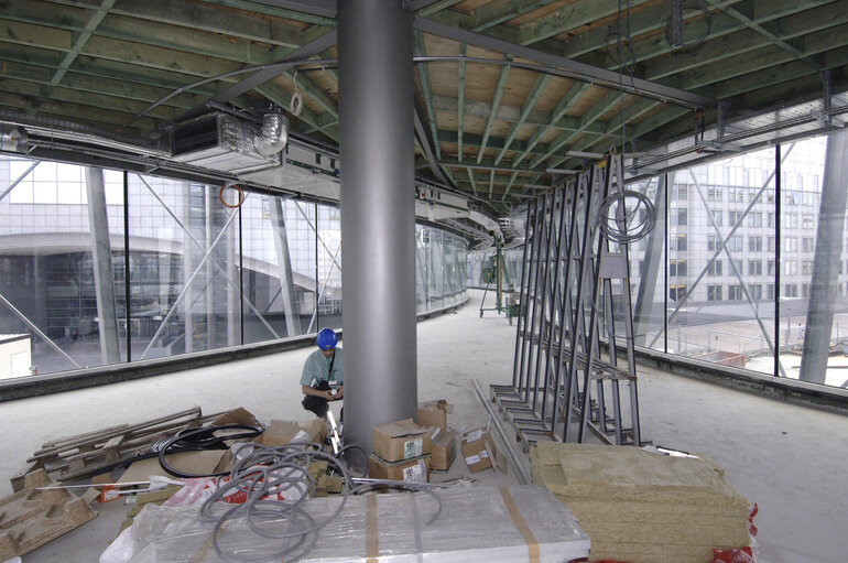 Ongoing construction works at the EP building in Brussels.