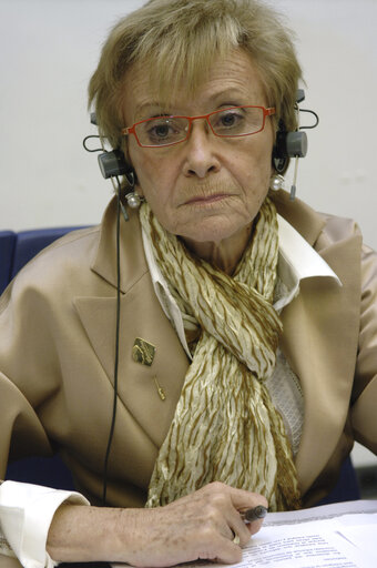 Maria Teresa Fernandez de la Vega, first Vice-President of the Spanish Government, attends a meeting in Strasbourg