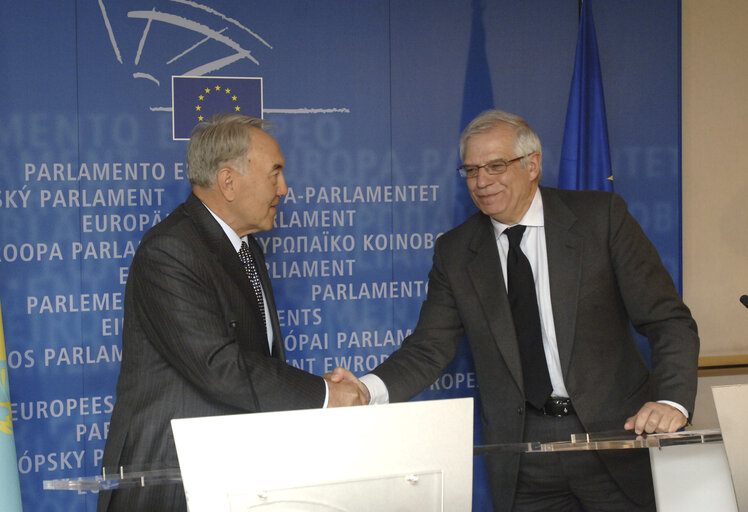 EP President holds a press conference with the President of Kazakhstan in Brussels