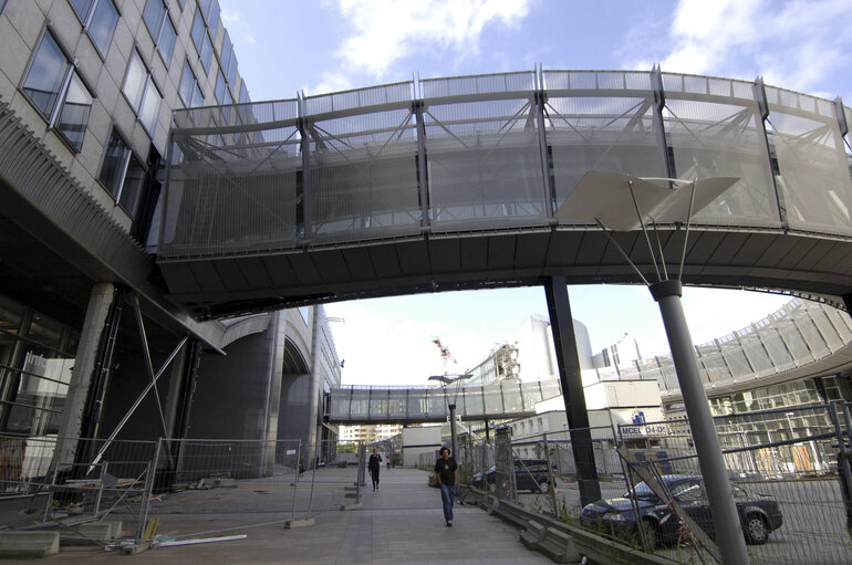 Ongoing construction works at the EP building in Brussels.