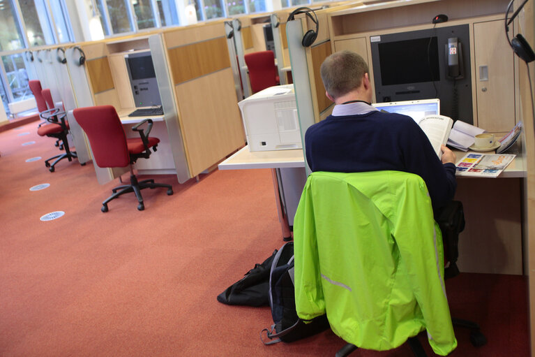 Pressroom of the European Parliament in Brussels