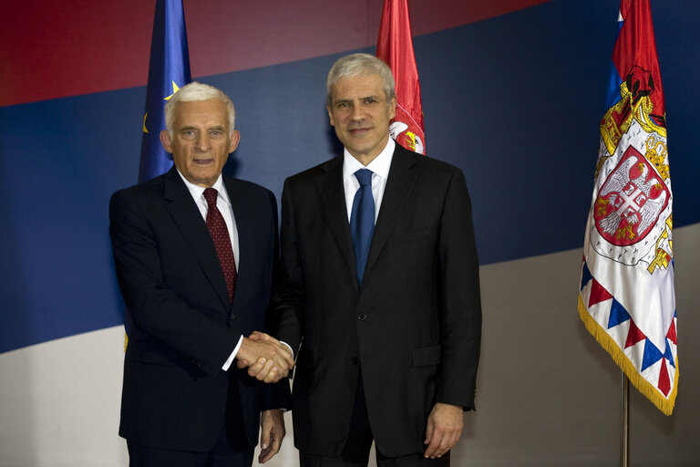 Jerzy Buzek, on the left with Boris Tadiƒá, President of the Republic of Serbia