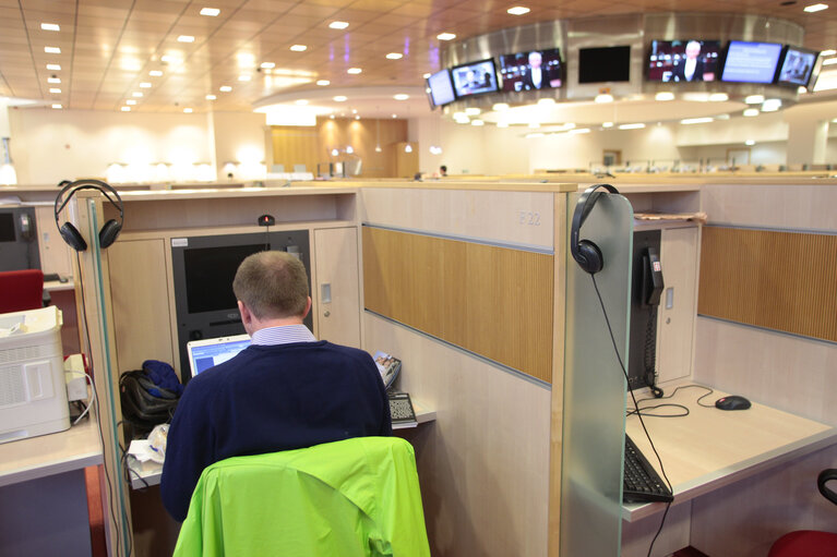 Pressroom of the European Parliament in Brussels