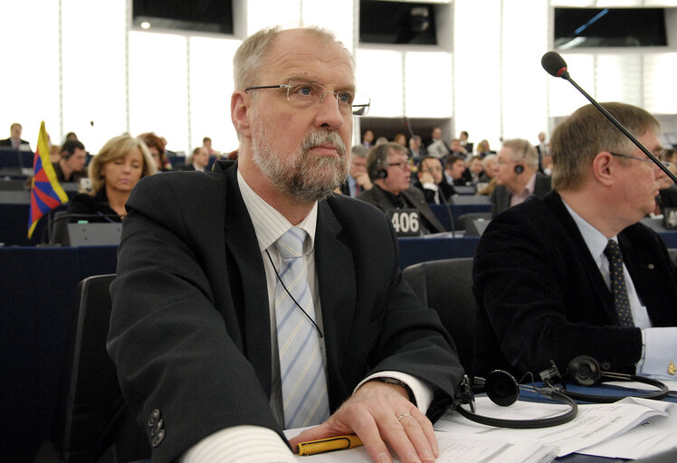 Johannes LEBECH MEP in plenary session in Strasbourg.