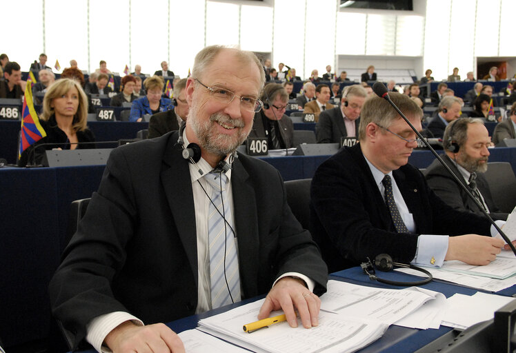 Johannes LEBECH MEP in plenary session in Strasbourg.