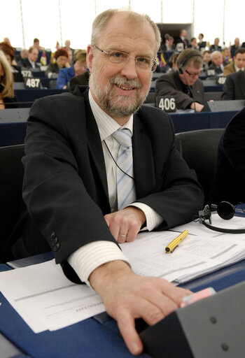 Johannes LEBECH MEP in plenary session in Strasbourg.