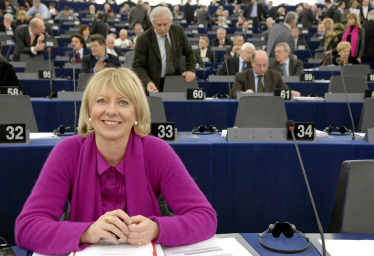 Karin RIIS-JORGENSEN MEP in Plenary Session in Strasbouirg.