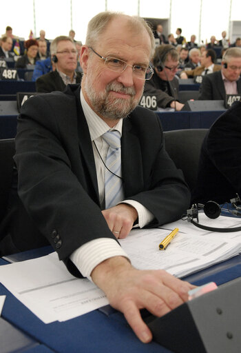 Johannes LEBECH MEP in plenary session in Strasbourg.