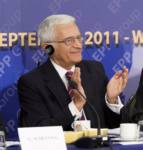 Photo 15: European Parliament President Jerzy Buzek speaks during the meeting of the EPP Group Bureau in Wroclaw
