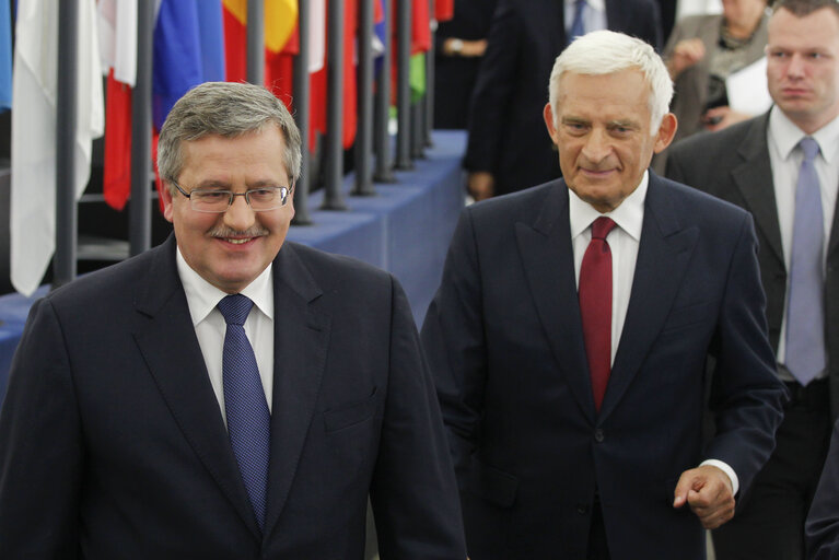 Fotografie 1: Solemn session during the official visit by Bronislaw Komorowski, President of the Republic of Poland, to the European Parliament in Strasbourg