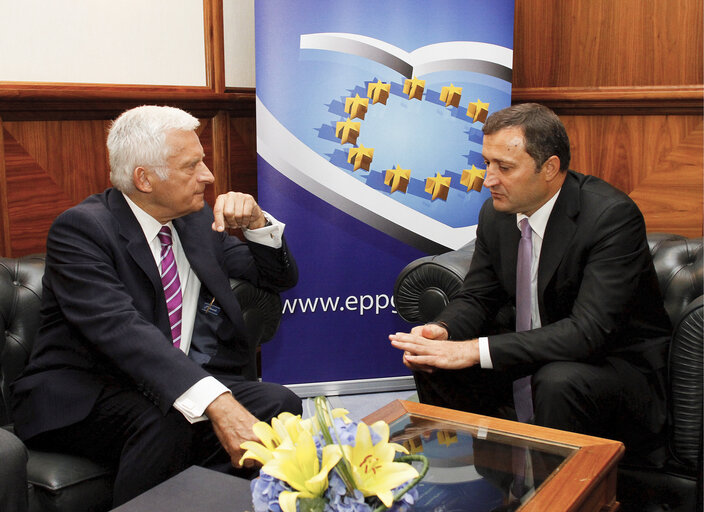 Photo 8: European Parliament President Jerzy Buzek /L/ meeting with Vladimir Filat, Prime Minister of the Republik of Moldova during the meeting of the EPP Group Bureau in Wroclaw