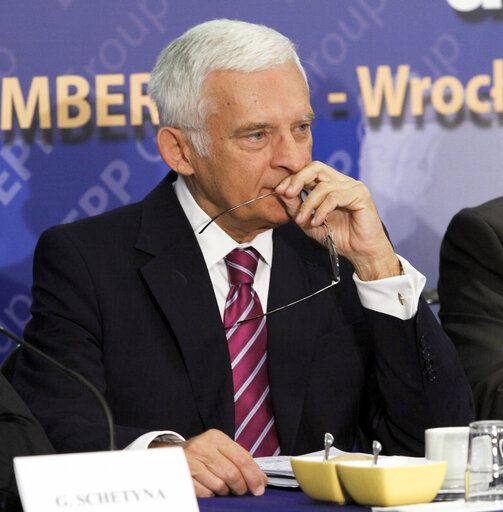Photo 14: European Parliament President Jerzy Buzek speaks during the meeting of the EPP Group Bureau in Wroclaw