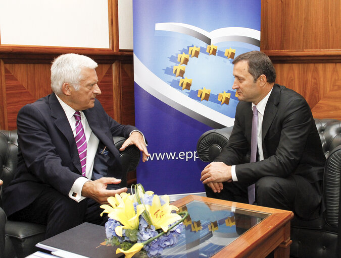 Photo 10: European Parliament President Jerzy Buzek /L/ meeting with Vladimir Filat, Prime Minister of the Republik of Moldova during the meeting of the EPP Group Bureau in Wroclaw