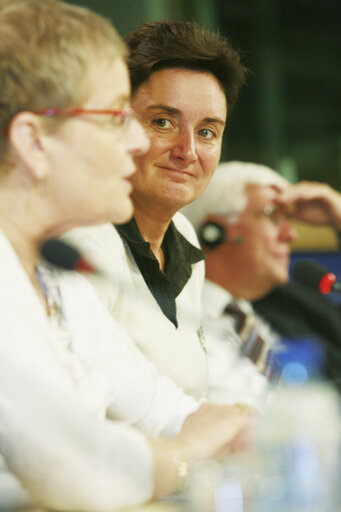 Jana HYBASKOVA in a meeting at the EP in Brussels.