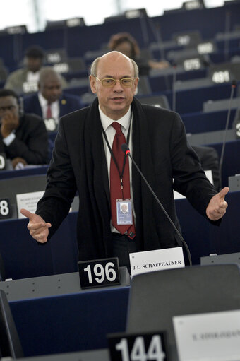 Photo 27 : 28th ACP-EU Joint Parliamentary assembly in Strasbourg  Sitting ' The social and economic consequences of malnutrition in ACP countries '  Statement of Commissioner in charge of international cooperation and development