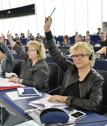 Nuotrauka 4: Eva JOLY during the vote in plenary chamber