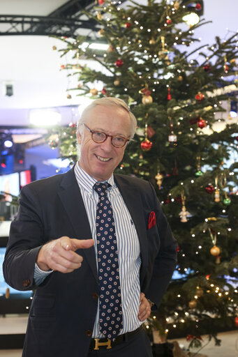 Fotagrafa 10: MEP Gunnar HOKMARK next to the EP Christmas Tree