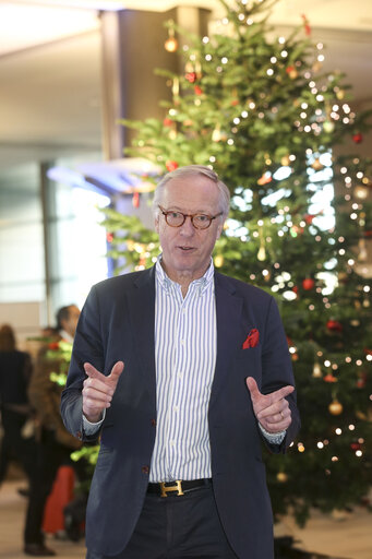 Fotagrafa 1: MEP Gunnar HOKMARK next to the EP Christmas Tree