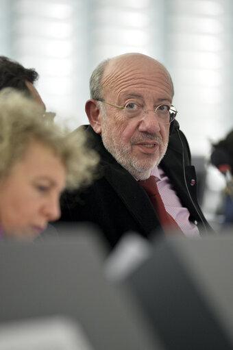 Photo 9 : 28th ACP-EU Joint Parliamentary assembly in Strasbourg  Sitting ' The social and economic consequences of malnutrition in ACP countries '  Statement of Commissioner in charge of international cooperation and development