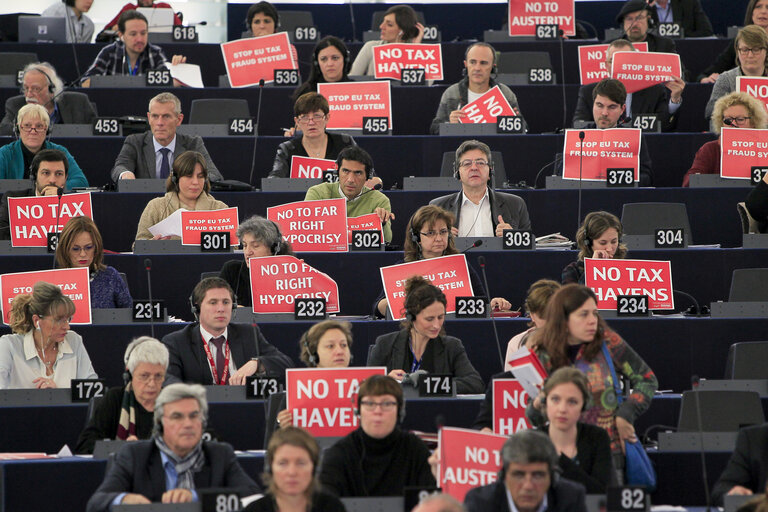 Action GUE/NGL in Plenary chamber