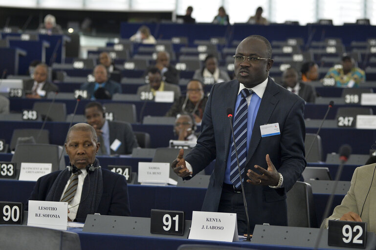 Photo 31 : 28th ACP-EU Joint Parliamentary assembly in Strasbourg  Sitting ' The social and economic consequences of malnutrition in ACP countries '  Statement of Commissioner in charge of international cooperation and development