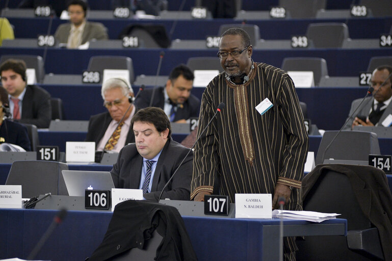 Photo 44 : 28th ACP-EU Joint Parliamentary assembly in Strasbourg  Sitting ' The social and economic consequences of malnutrition in ACP countries '  Statement of Commissioner in charge of international cooperation and development