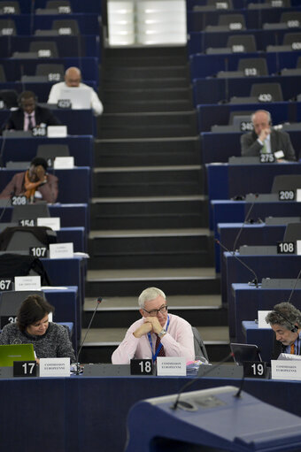 Photo 23 : 28th ACP-EU Joint Parliamentary assembly in Strasbourg  Sitting ' The social and economic consequences of malnutrition in ACP countries '  Statement of Commissioner in charge of international cooperation and development