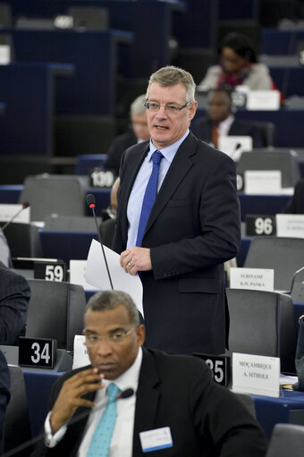 Photo 16 : 28th ACP-EU Joint Parliamentary assembly in Strasbourg  Sitting ' The social and economic consequences of malnutrition in ACP countries '  Statement of Commissioner in charge of international cooperation and development