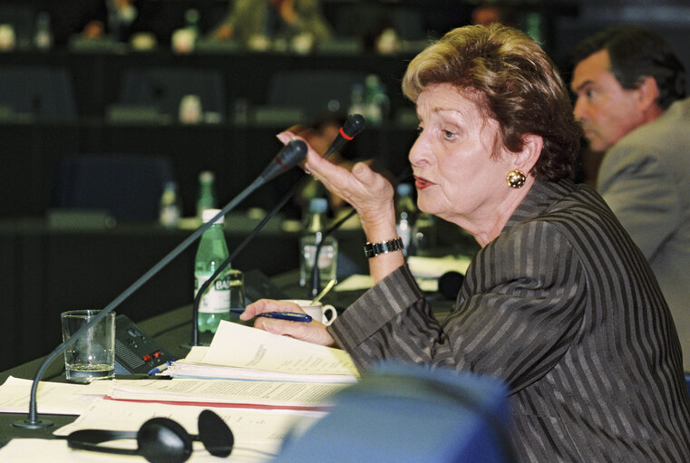 The MEP Astrid LULLING during a meeting in Strasbourg in Strasbourg in October 1999.